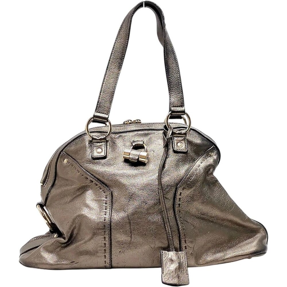 (L3) YVES Saint Laurent Hand Bag Brown Leather - Picture 1 of 9